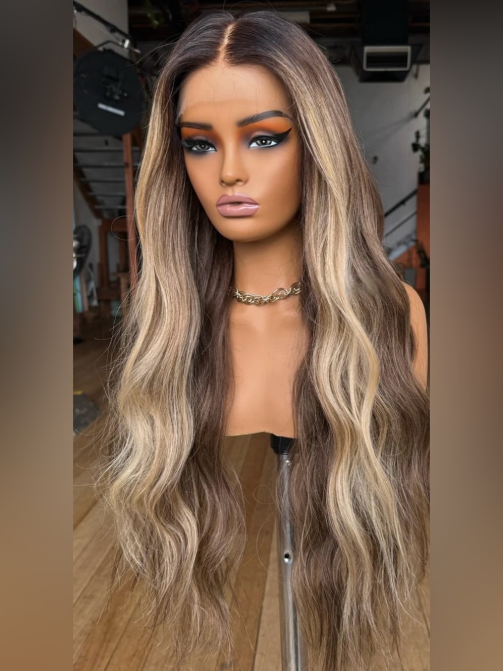 Brown Highlighted Human Lace Front Wig
